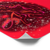 Bull rennt auf Red Starry Night Poster (Ecke)