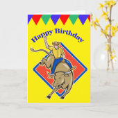 Bull Rider Cowboy Birthday Card Karte (Gelbe Blume)
