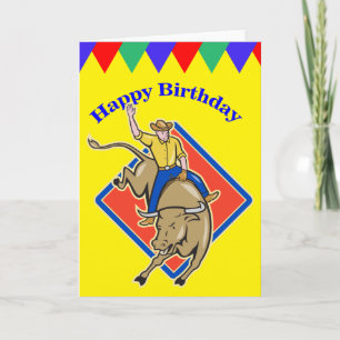 Bull Rider Cowboy Birthday Card Karte