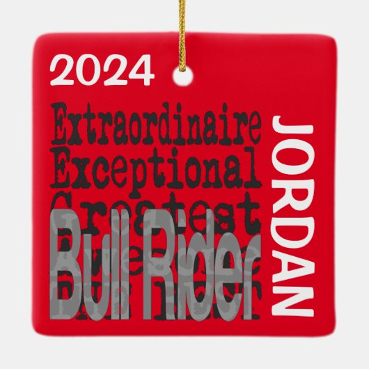 Bull Rider Extraordinaire CUSTOM Keramikornament (Rückseite)