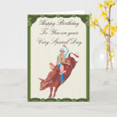 Bull Rider ~ I Liebe Rodeo Karte (Gelbe Blume)