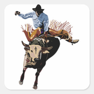 Bull Rider Quadratischer Aufkleber