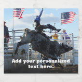 Bull Rider und Bucking Bull Rodeo Bierflaschenetikett (Einzelnes Label)