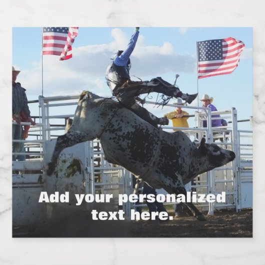 Bull Rider und Bucking Bull Rodeo Bierflaschenetikett (Einzelnes Label)