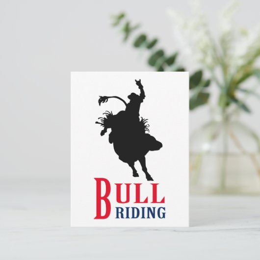 Bull Riding Postkarte (Stehend Vorderseite)