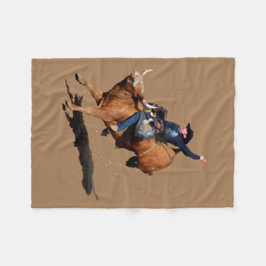 Bull Riding Rodeo Art Fleecedecke (Vorderseite (Horizontal))