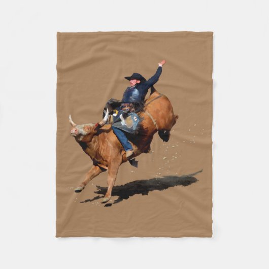 Bull Riding Rodeo Art Fleecedecke (Vorderseite)