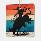 Bull Riding Rodeo Bull Riders Western Ranch Retro Keramikornament (Links)