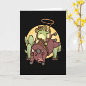 Bull Riding Rodeo Frog Bull Rider Karte (Gelbe Blume)