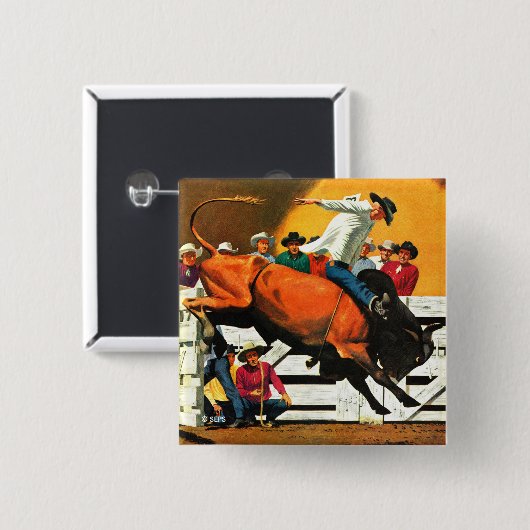 Bull Riding von Fred Ludekens Button (Vorne & Hinten)