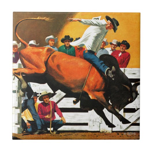 Bull Riding von Fred Ludekens Fliese (Vorderseite)