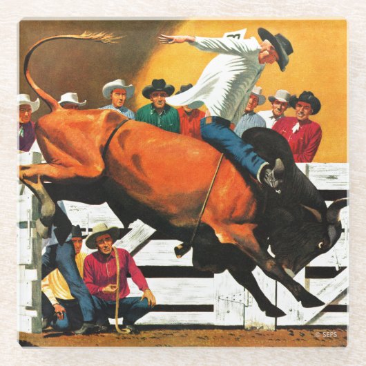 Bull Riding von Fred Ludekens Glasuntersetzer (Vorderseite)