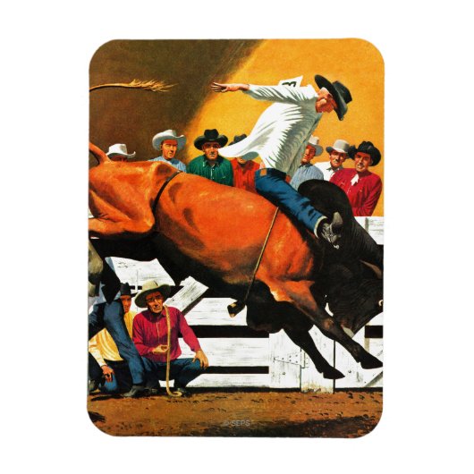 Bull Riding von Fred Ludekens Magnet (Vertikal)