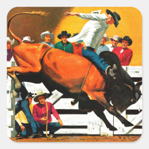 Bull Riding von Fred Ludekens Quadratischer Aufkleber