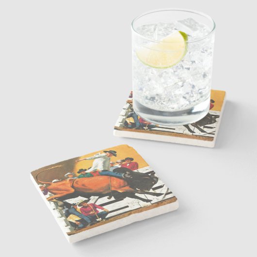 Bull Riding von Fred Ludekens Steinuntersetzer (Seitenansicht)