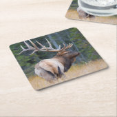 Bull Rocky Mountain Elk Rechteckiger Pappuntersetzer (angewinkelt)