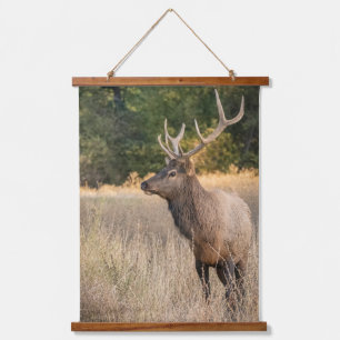 Bull-Roosevelt-Elch im Gras   Bundesstaat Washingt Wandteppich Mit Holzrahmen