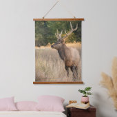 Bull Roosevelt Elk im Gras | Washingtoner Staat Wandteppich Mit Holzrahmen (Schlafzimmer)