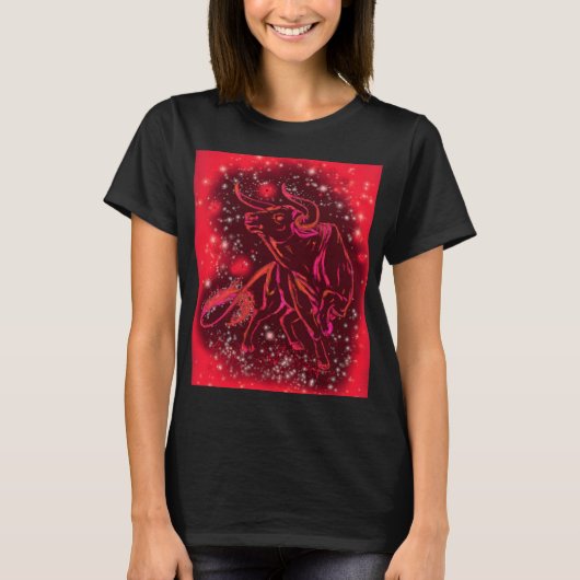 Bull Running T - Shirt Red Starry Night (Vorderseite)
