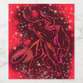 Bull Running Wine Label Red Starry Night Weinetikett (Einzelnes Label)