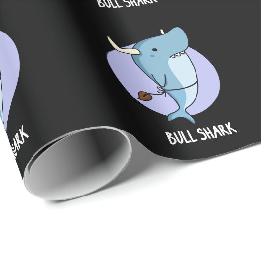 Bull Shark Funny Animal Shark Pun Dark BG Geschenkpapier (Rolleneckpunkt)
