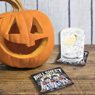 Bull Sheet / Bullen - Sonniges Halloween Rechteckiger Pappuntersetzer