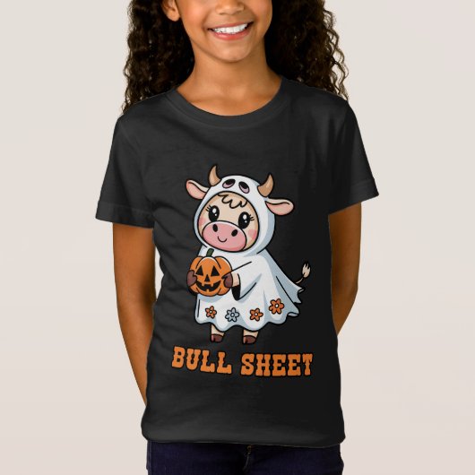 Bull Sheet Funny Cow Ghost Halloween T-Shirt (Vorderseite)