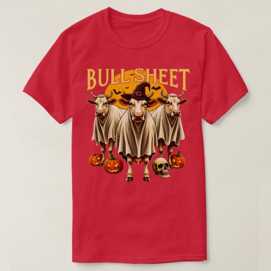 Bull Sheet Funny Cow Halloween Ghost T-Shirt (Design vorne)
