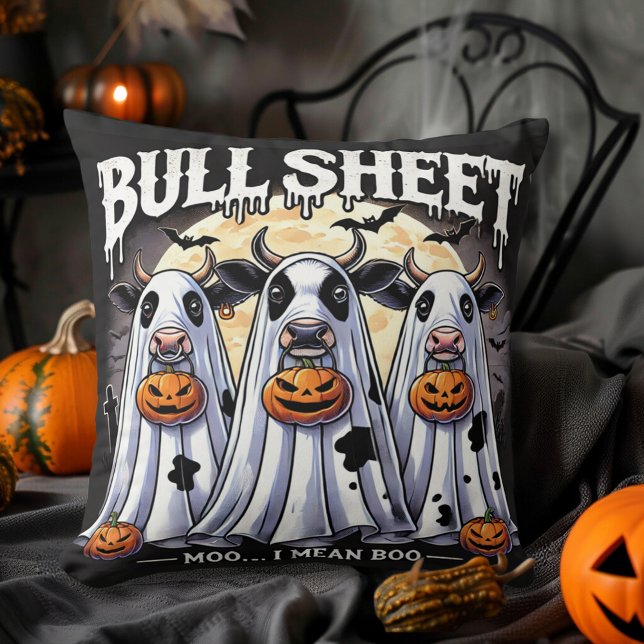 Bull Sheet moo boo Funny Halloween Kissen (Bull Sheet moo boo Funny Halloween Throw Pillow)