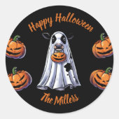 Bull Sheet moo Bulls custom Happy Halloween Runder Aufkleber (Vorderseite)