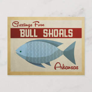 Bull Shoals Blue Fish Vintage Travel Postkarte