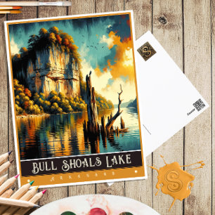 Bull Shoals Lake, Arkansas Vintage Malerei Postkarte