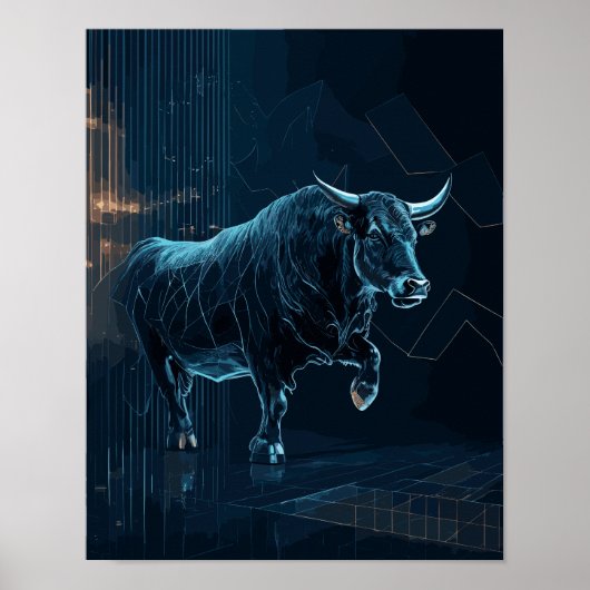 Bull Silhouette Stock Market Gift Office Wall Deko (Vorne)