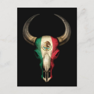Bull Skull auf schwarz Postkarte