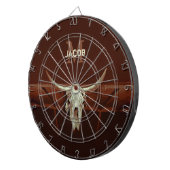 Bull Skull Brown Country Rustic Western Monogramm Dartscheibe (Vorderseite rechts)