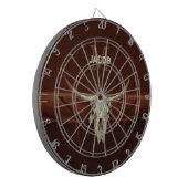 Bull Skull Brown Country Rustic Western Monogramm Dartscheibe (Vorderseite Links)