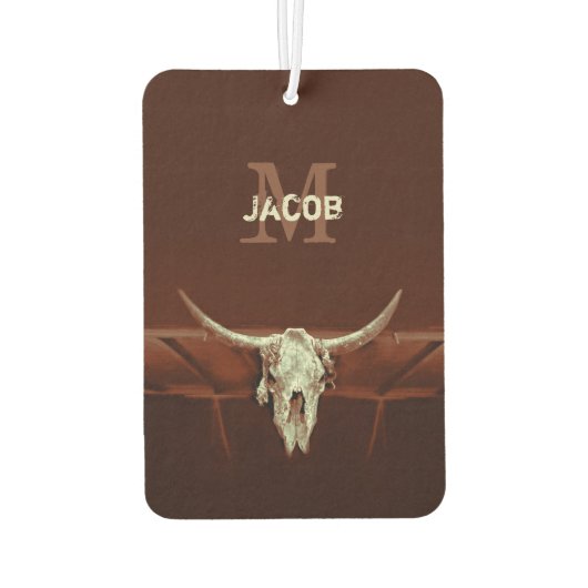 Bull Skull Brown Country Rusticus Monogram Autolufterfrischer (Rückseite)
