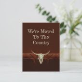 Bull Skull Brown Country Western Style Moving Postkarte (Stehend Vorderseite)