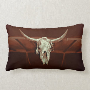 Bull Skull Brown Rustic Country Western Farm Lendenkissen