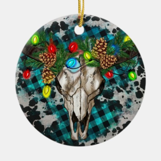 Bull Skull Christmas Ornament Png, Western Christm (Vorne)