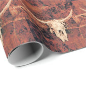 Bull Skull Country Western Brawn Black Pattern Geschenkpapier (Rolleneckpunkt)