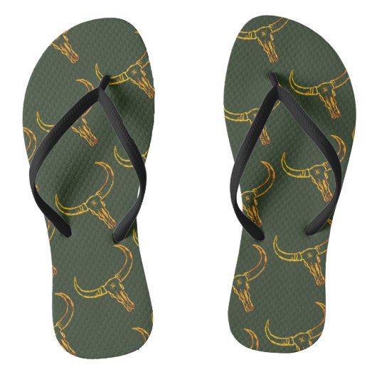 Bull Skull Gold Flip Flops Badesandalen (Fußbett)
