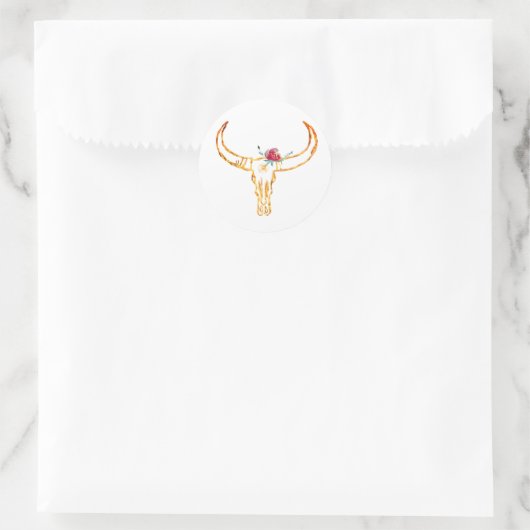 Bull Skull Gold, Rose Sticker (Tasche)