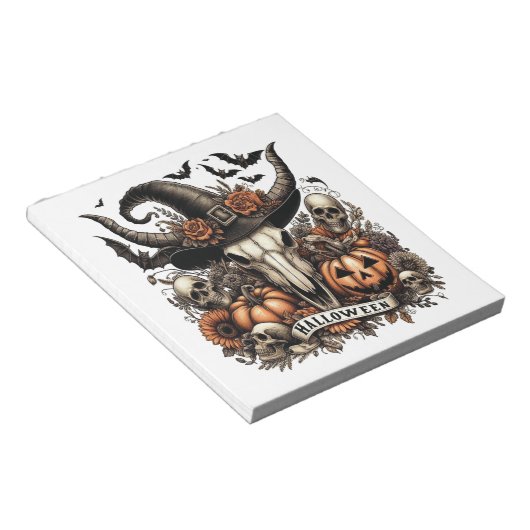 Bull Skull Halloween Cow Notizblock (angewinkelt)