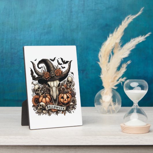 Bull Skull Halloween Kuh Fotoplatte (Seite)