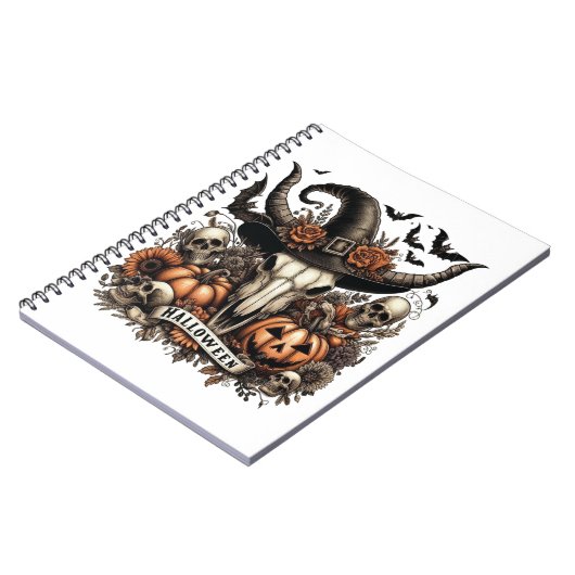 Bull Skull Halloween Kuh Notizblock (Linke Seite)