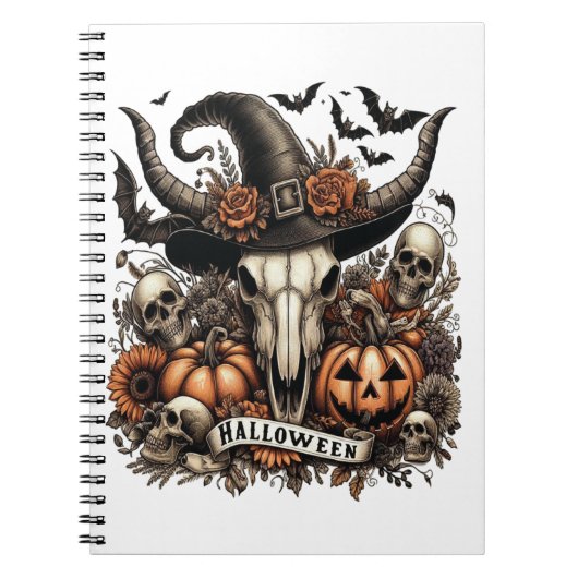 Bull Skull Halloween Kuh Notizblock (Vorderseite)