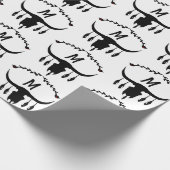 Bull Skull mit Black Feathers Silhouette Geschenkpapier (Ecke)