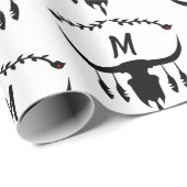 Bull Skull mit Black Feathers Silhouette Geschenkpapier (Rolleneckpunkt)