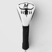 Bull Skull mit Black Feathers Silhouette Golf Headcover (Vorderseite)
